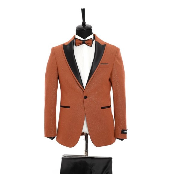 Derman Cinnamon Pointed Collar Silvery Classic 2 Piece Tuxedo - Picture 1 of 5